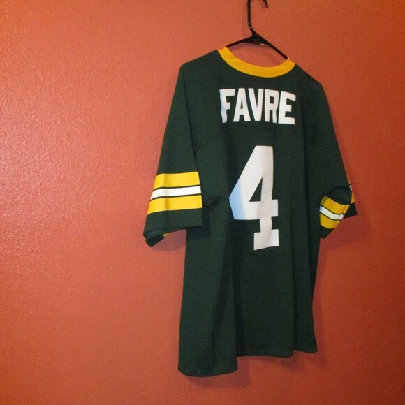 NFL Packers Brett Favre Vintage 1996 Men Large Green Yellow White Logo 7 Jersey - Picture 10 of 13